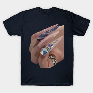 Blue coral bling acrylic nails T-Shirt